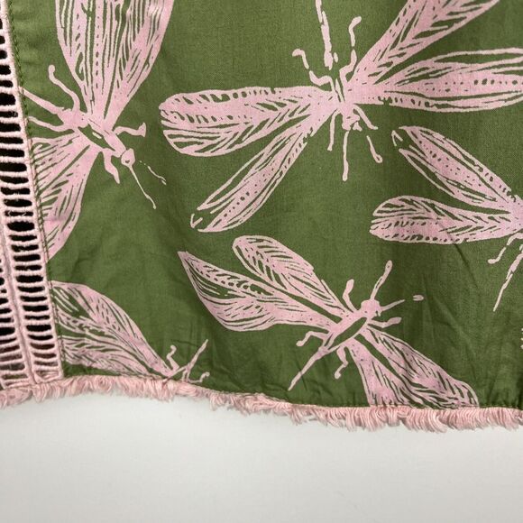 ModCloth Dragonfly Shift Dress Green Midi Shirt Sleeve Small​​​​ - Picture 4 of 7